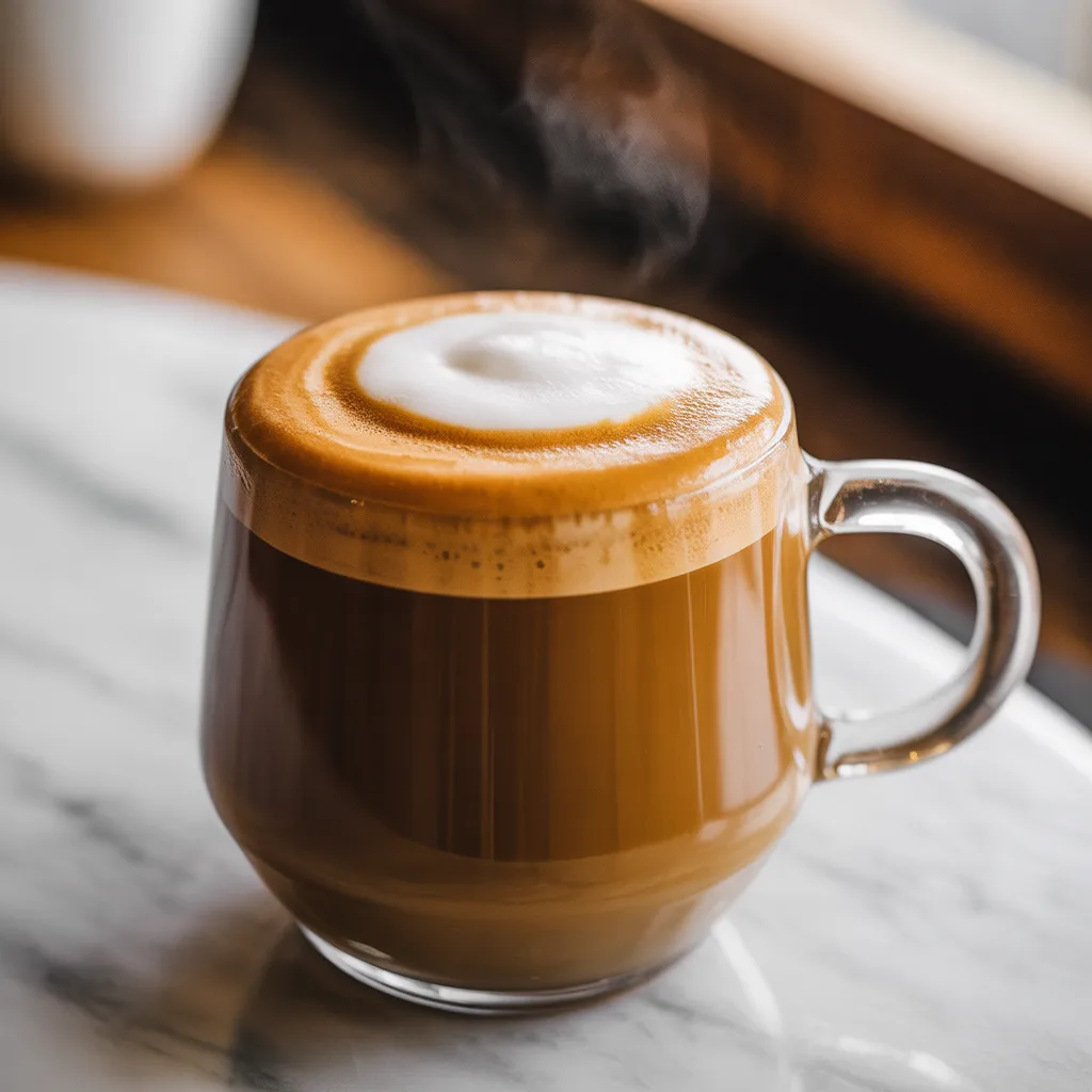 Maitovaahtoinen latte lasissa